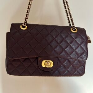 Elegant Bordo Quilted Leather Bag. Italy Twin Set. Cocinelle